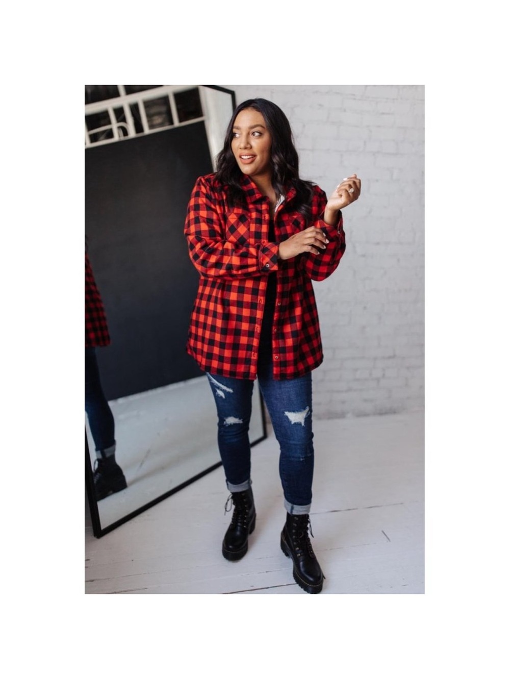 Ninexis Red Buffalo Plaid Utility Jacket - Women